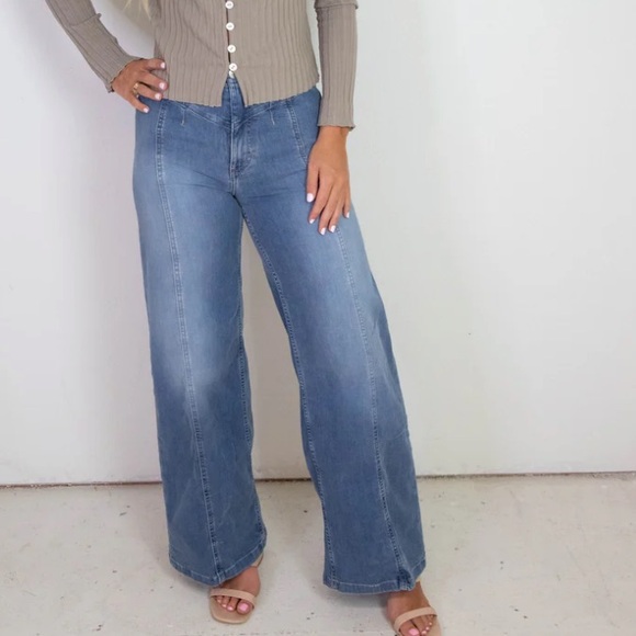 Free People Denim - We the Free People Libre Wide Leg Jeans Seam Detail Goodie Goodie 29 NWT NEW